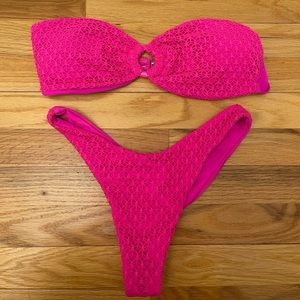 pink strapless bikini size small